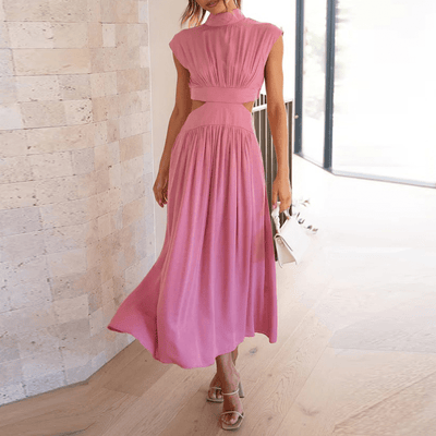 Lång elegant rosa klänning