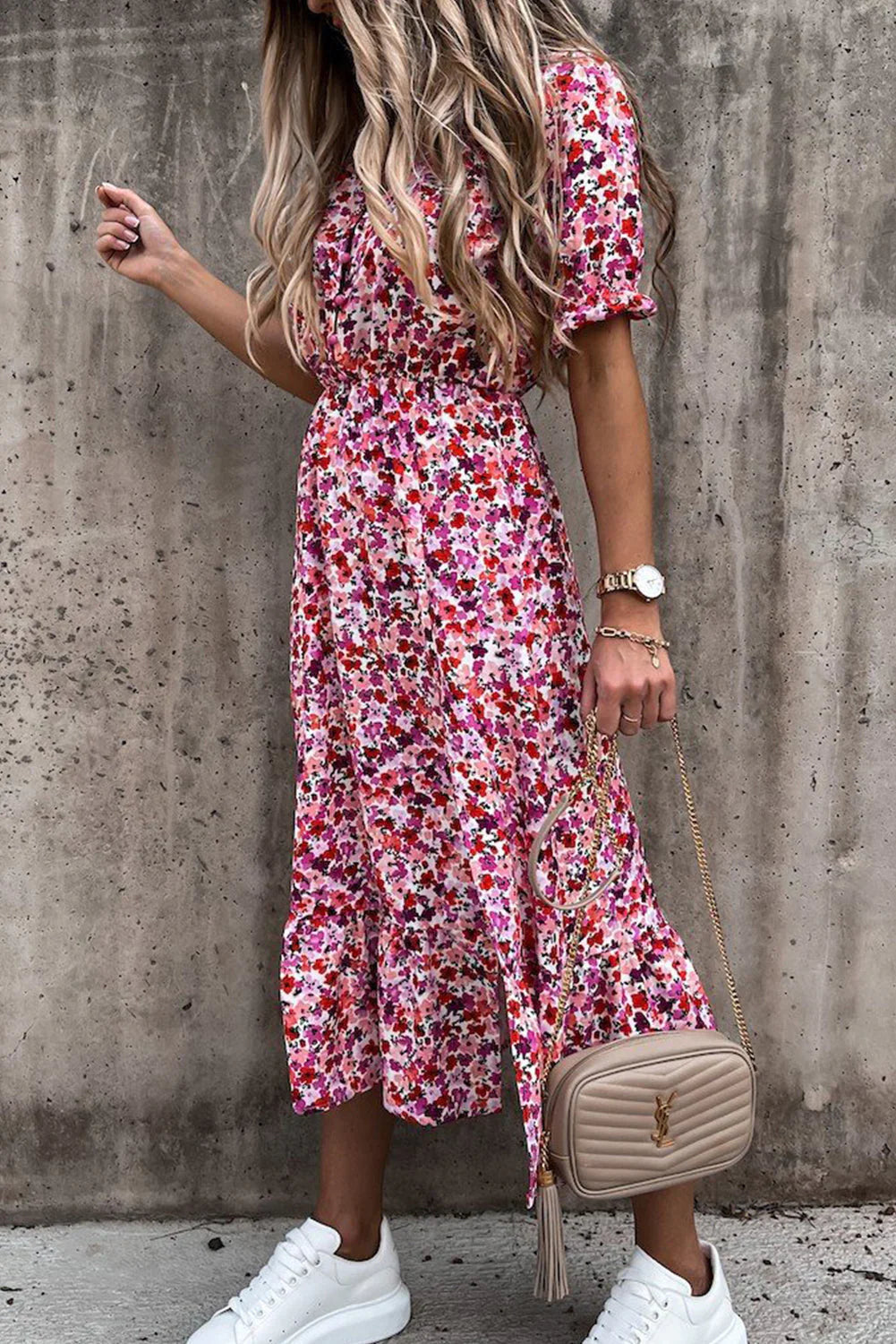 Maxiklänning Rosea Floral med V-ringning