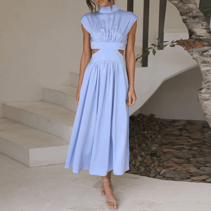 Lång elegant rosa klänning