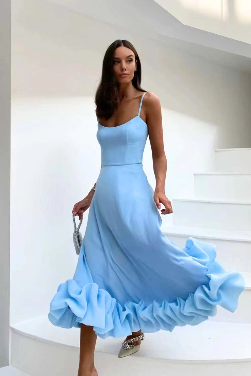 Rosé Elegant Svävande Klänning
