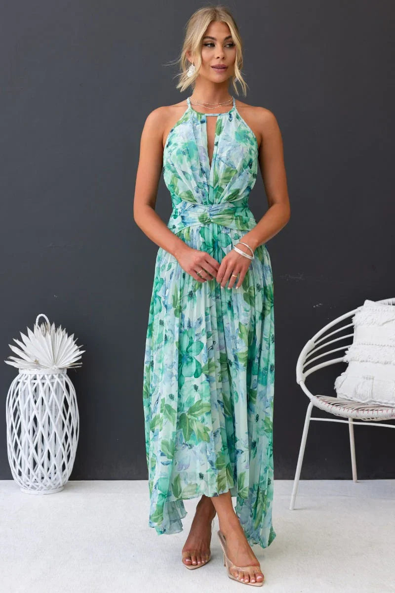 Rosea Elegant Garden Breeze maxikjol med halterneck