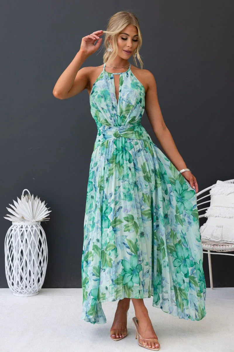 Rosea Elegant Garden Breeze maxikjol med halterneck